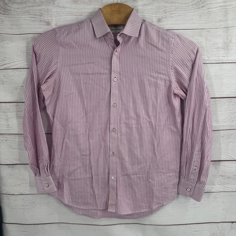 Robert Graham Mens‎ Medium Shirt 15.5 Pink Purple Striped Cotton Button Down